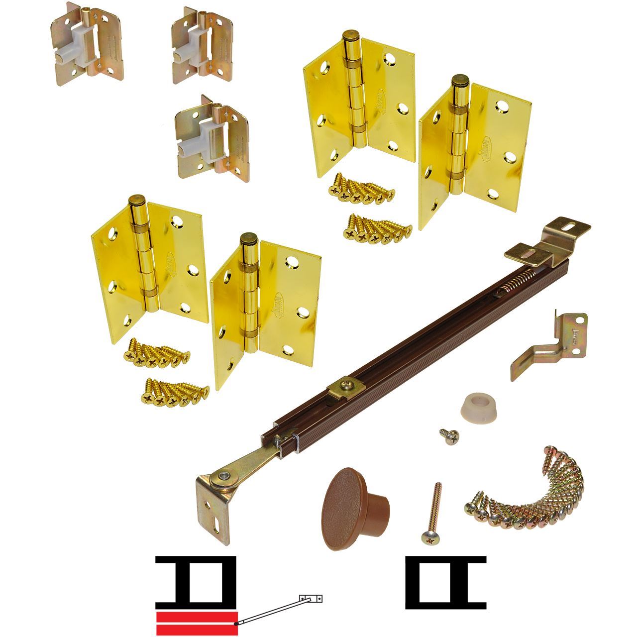 1601HD 12" 2Panel Mortise Hinge Hardware Set, US3 Johnsonhardware