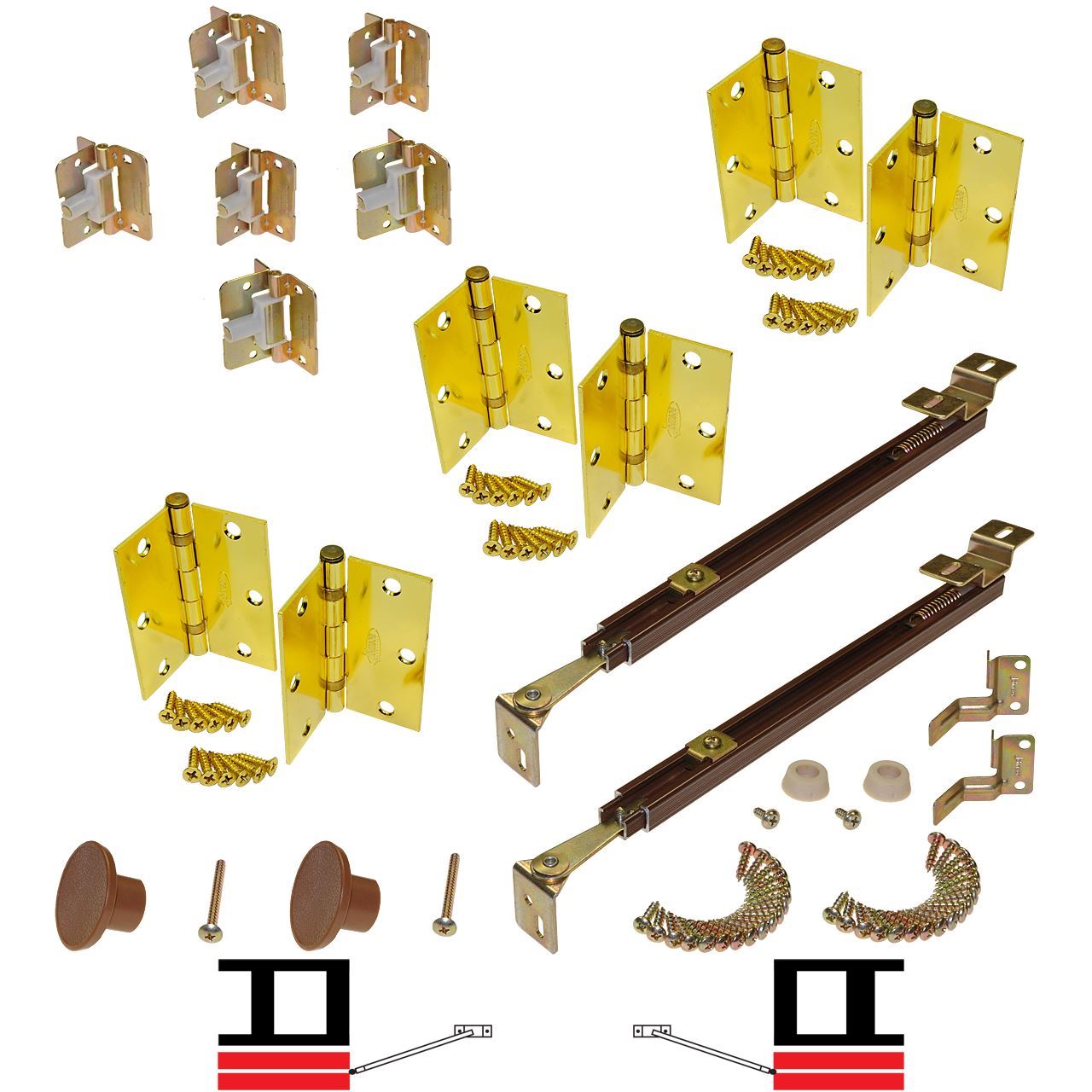 1601 12" 4Panel Hardware Set, US3 Sliding Folding Pocket Door Hardware