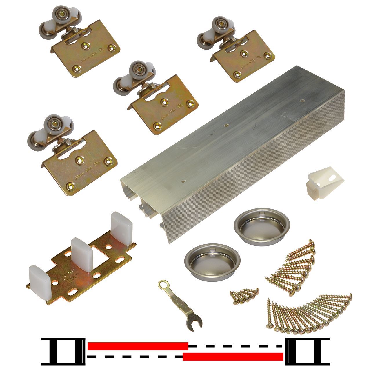 134F 24" 2Door Side Mount Hardware Set Sliding