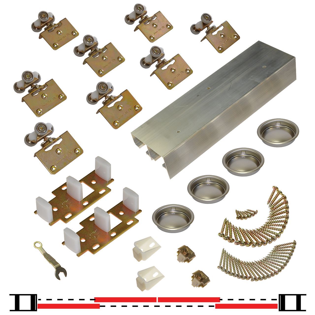 134F 24" 4Door Side Mount Hardware Set Sliding