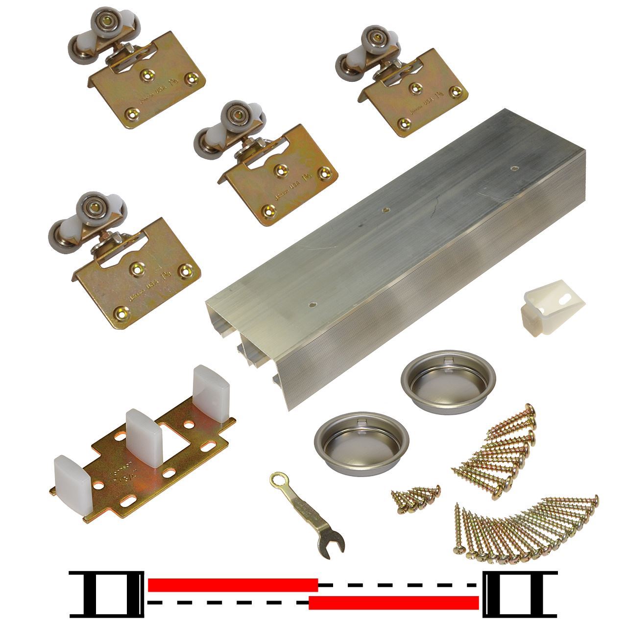 138F 36" 2Door Side Mount Hardware Set Sliding Folding Pocket Door