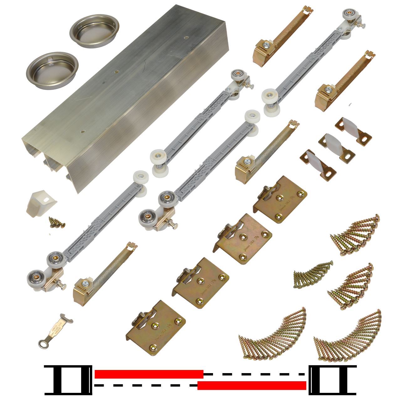 138FSMSC 24" 2Door Side Mount SoftClose Hardware Set Sliding Folding