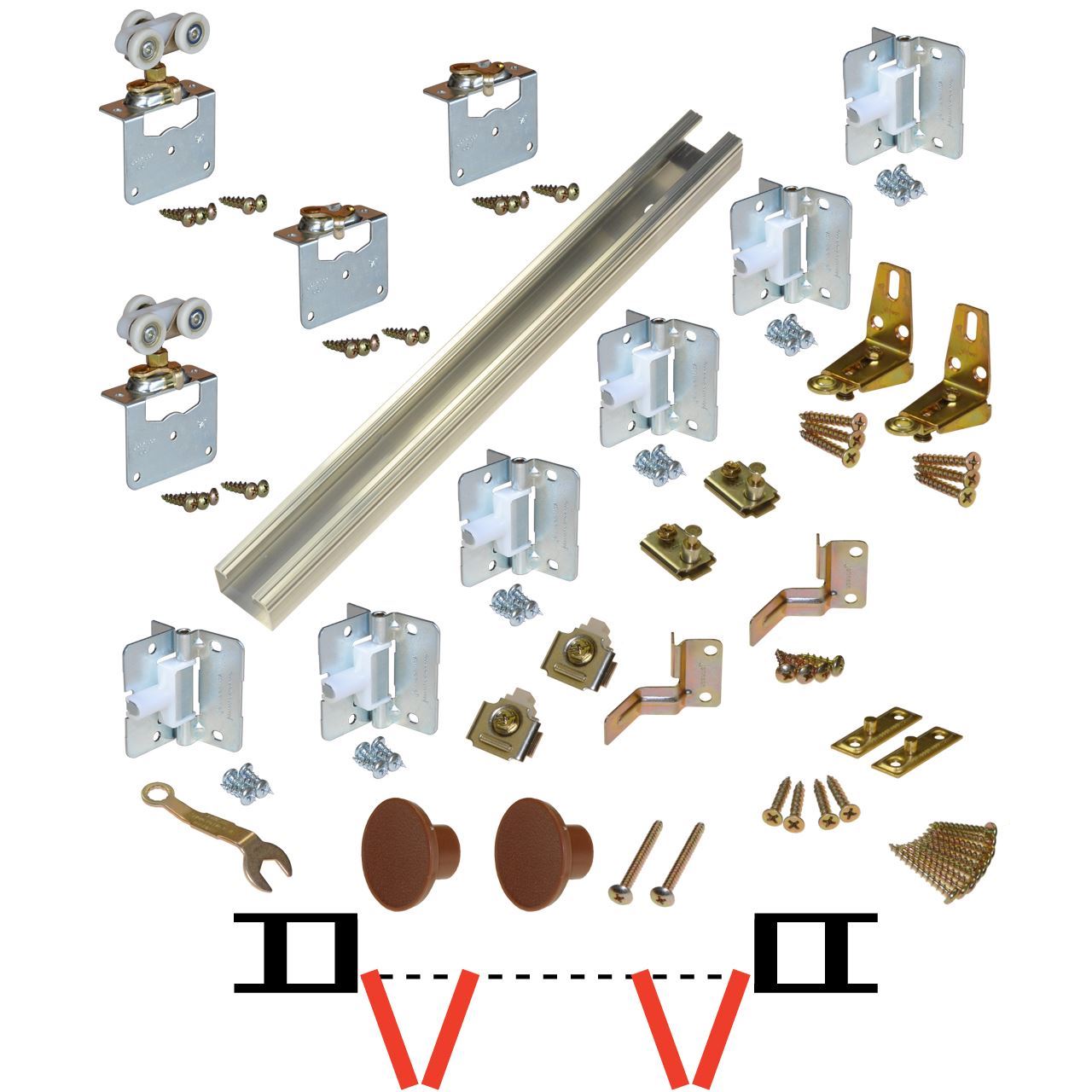 111FS 96" [2438mm] Track, 13/8" [35mm] 4Panel Side Mount Hardware Set