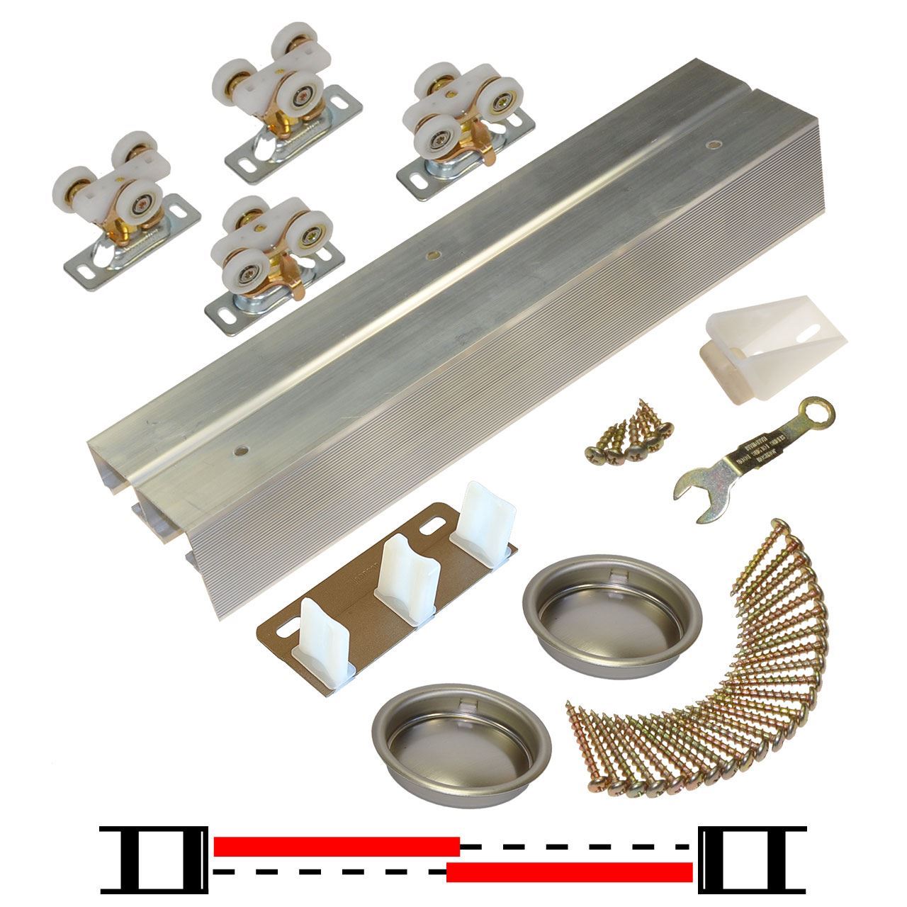 118F 24" 2Door Hardware Set, Ball Bearing Hanger
